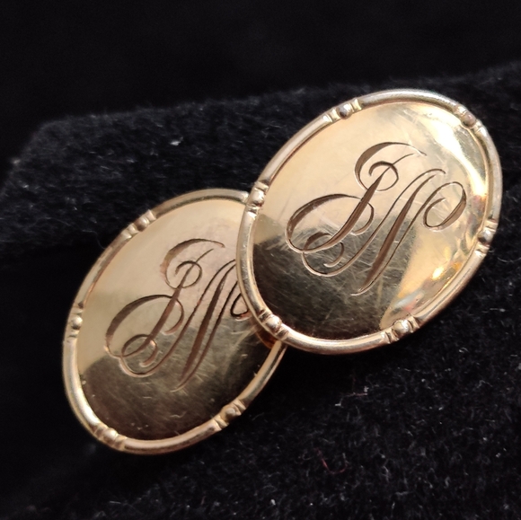 Vintage Elegant Monogram 12K Gold Filled Cufflinks - Picture 5 of 7